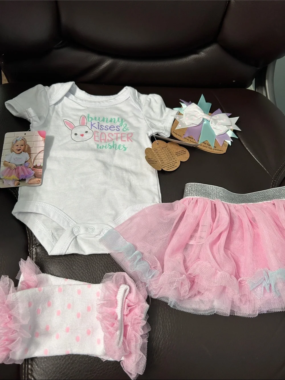 Baby Essentials White Onesie with Pink Tulle Tutu & Matching Accessories